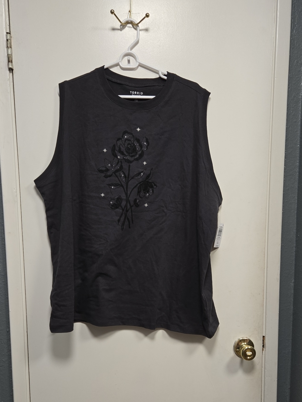 torrid Black Floral Sequin Muscle Tee
